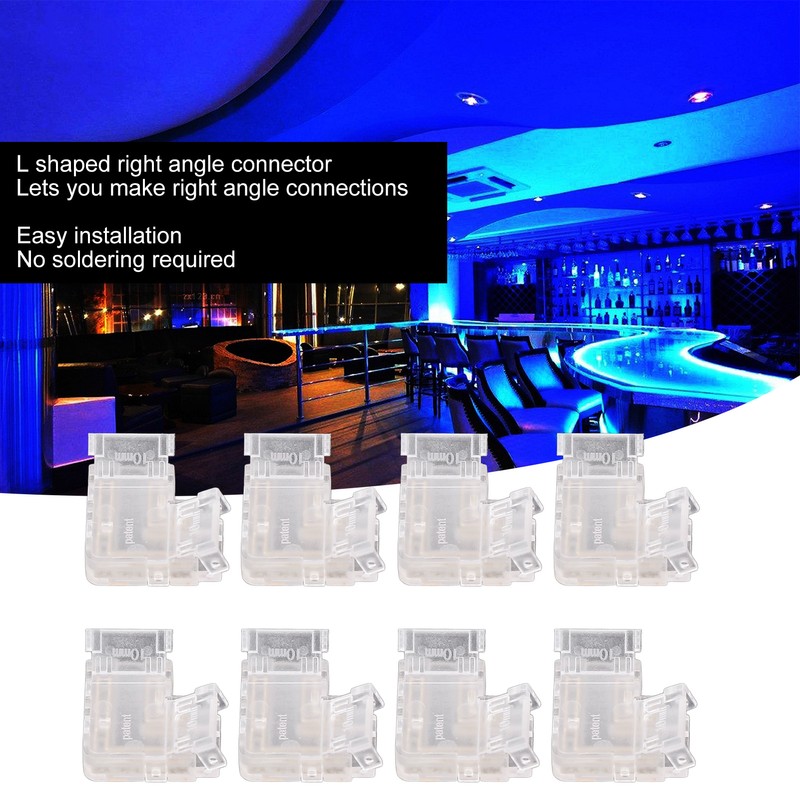 8PCS L Shaped LED Light Strip Connectors 4 Pin 10mm