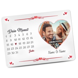 Metal Sign with Calendar Design Yourself - Metal Poster with Customisable Anniversary, Print with Name, Text & Photo - Gift for Boyfriend, Girlfriend, Valentine's Day, Anniversary - Sign A4