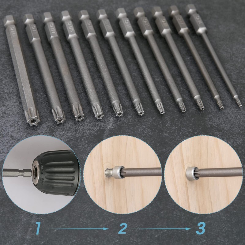 Torx Bit Set Hakkin 11Pcs 100mm Long Torx Bits Tamper