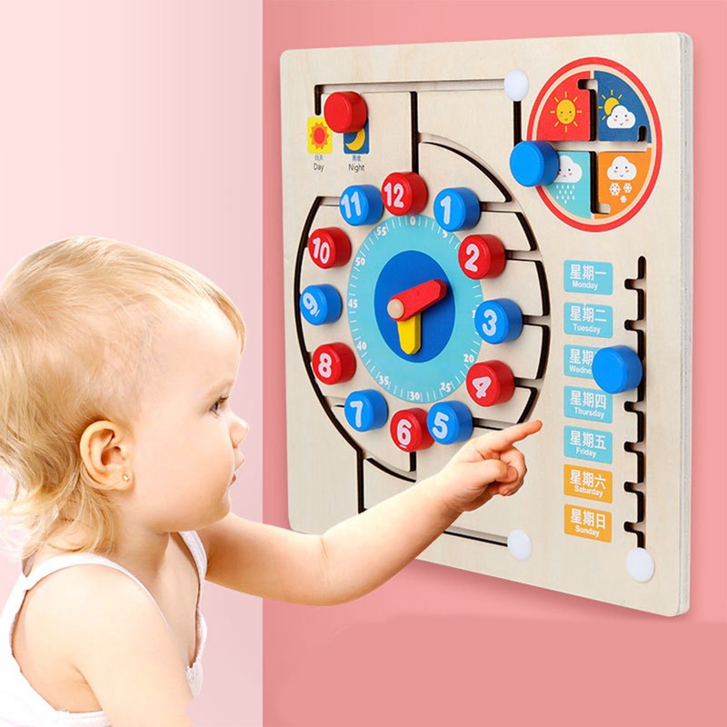 Teaching Clock Wooden Digital Matching Time Clock Educational Toys Early