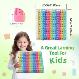 Rainbow Multiplication Table Pop Fidget Toy, Educational Math Learning Board Game, 12x12 Times Table Practice, Colorful Silicone Push Bubble Sensory Toy