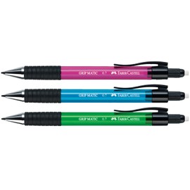 FABER-CASTELL 132797 - Druckbleistift Grip Matic, 0.7mm, inklusive 12 Ersatzminen, farblich sortiert -keine Farbauswahl möglich-