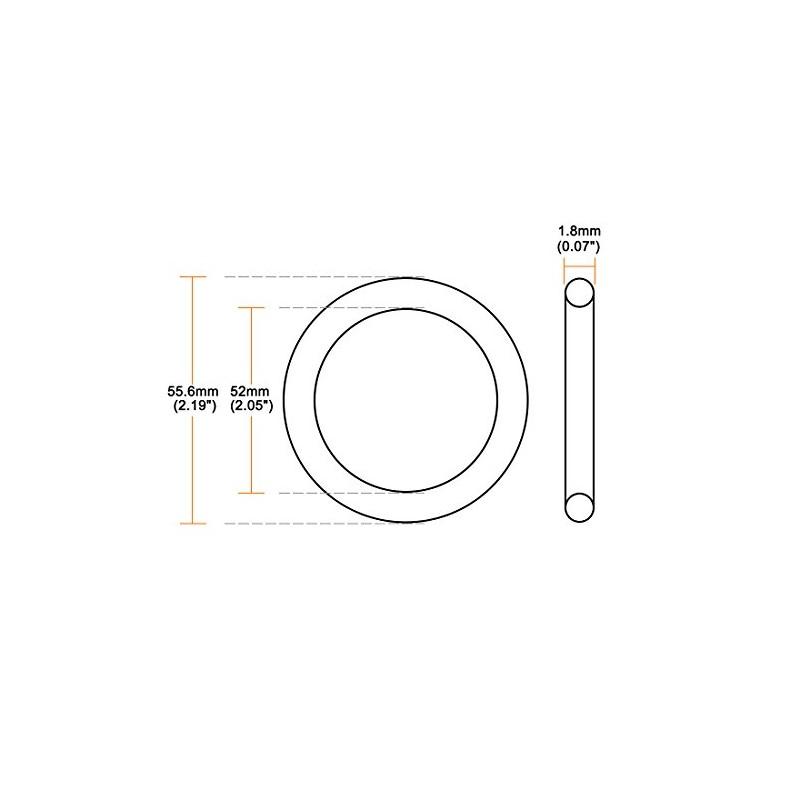 sourcing map O-Rings Nitrile Rubber 52 mm x 55.6 mm