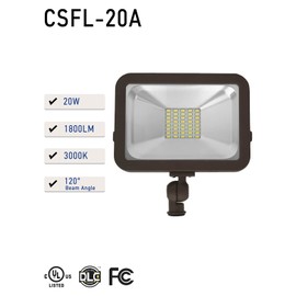 CEA LED Flood Light 20w,3000K,Warm White,lP 65 Waterproof, UL Listed,Knuckle Mounting,Outdoor Lights for House,Backyard Lights Outdoor, Patio (Brown)