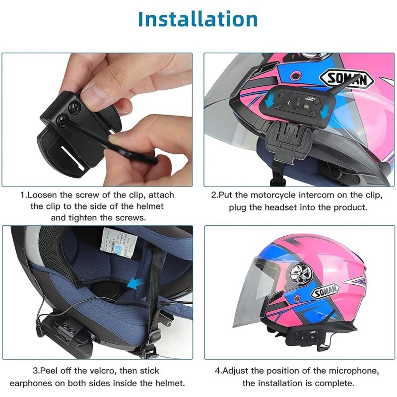 EJEAS V6 Motorcycle Intercom 2Way 1200M Helmet Headset Wireless Bluetooth