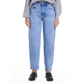 Guaile Barrel Jeans Women High Rise Wide Leg Stretchy Denim Pants with Pocket Trendy 2025 Sky Blue