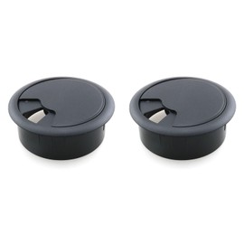 HJGarden 2PCS 60mm Black Plastic Cover Desk Wire Cord Cable Grommets Hole Cover Office PC Desk Cable Cord Organizer