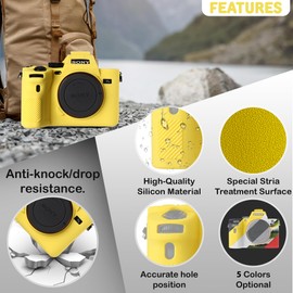 STSEETOP Camera Case for Sony A7SIII A7siii A7S3- Protective Silicone DSLR Skin Cover, Detachable Cage, Shockproof, Dustproof (Yellow)
