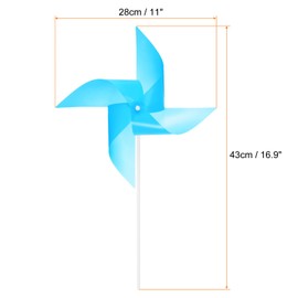 HARFINGTON 25pcs Windmills for The Yard Garden 17" x 11" 4 Leaves Pinwheels Wind Mills Spinners Windproof Waterproof Bird Devices with Stakes for Patio Decor, Light Blue
