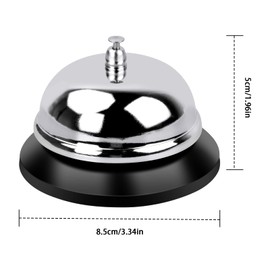 Pinsheng Pack of 2 Reception Bell Stainless Steel Table Bell Reception Bell Chrome-plated Service Bell with Clear Sound for Kitchen Restaurant Hotels & Bars (Silver)