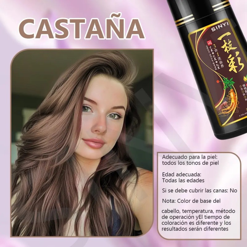 Shampoo Tinte Instantáneo Cubre Canas Natural Jengibre 500ml