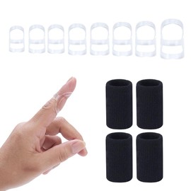 Soft Home Kit De 12 Férulas Para Dedos Que Incluyen 8 Paquetes De Férulas Ovaladas Transparentes Y 4 Fundas Para Dedos, Férulas Para Artritis, Dedos En Gatillo, Dedos En Mazo, Férulas Para Dedos En Ga
