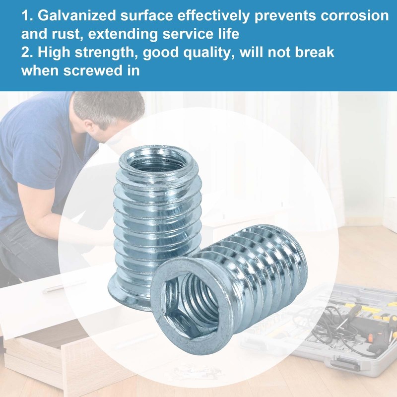 Pack of 100 screw-in nuts, M6/M8/M10 threaded insert, wooden screw