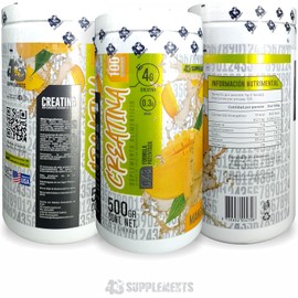 Creatina Monohidratada 43 SUPPLEMENTS 500 Gramos para 100 Porciones Sabor Mango