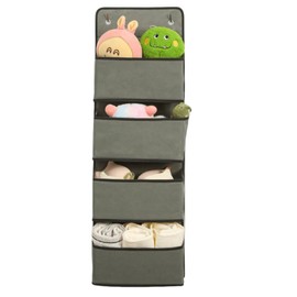 YIAGUN Over The Door Storage Organiser,Foldable Hanging Storage, Wardrobe Storage Organizer with 4 Pockets, Behind Door Hanging Closet Storage with, for Bedroom, Living Room (Grey)