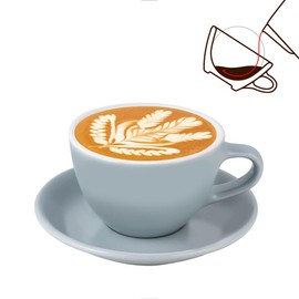 watchget Porcelain Latte Cup and Saucer - 9.5oz Ceramic Latte Art Mug for Cappuccino, Tea, Latte, Cafe Mocha, Light Grey