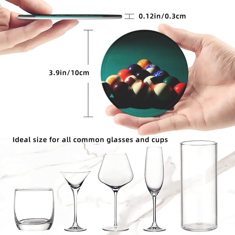 Billiard Ball Cool Coasters for Drinks Round Leather Coaster with