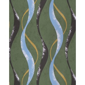 CiCiwind Green Peel and Stick Wallpaper 17.3" × 78.7" Vintage Self Adhesive Removable Wallpaper Modern Adstract Striped Contact Paper Wave Papel Tapiz Para Pared Bedroom Bathroom Decor Vinyl Film Roll