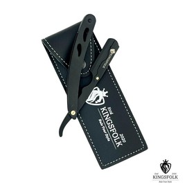 Kingsfolk Premium Barber Straight Razor for sale with 10 Free double Edge Blades, Leather Pouch, Steel Stainless Comfort Handle, Traditional Single Blade Design beard manual shaver