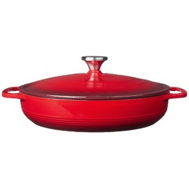 Lodge 3.6 Quart Enameled Cast Iron Oval Casserole With Lid– Dual Handles – Oven Safe up to 500° F or on Stovetop - Use to Marinate, Cook, Bake, Refrigerate and Serve – Island Spice Red