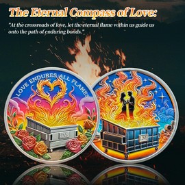 The Flame of Love Dumpster Fire Challenge Coin - Funny Desk Accessories for Work - Emotional Support Pocket Token Gift - Funny Office Supplies - Inspirational Gifts for Men Women Friends