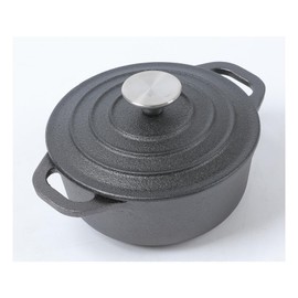 HAWOK Cast Iron Pre-seasoned Mini Dutch oven Dia. 18 cm/7 inch 1.5 Quart with Silicone Bread Sling Black