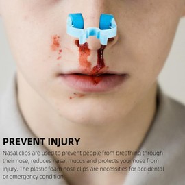 KAEGOUSY 12 Pcs Nose Stop Clips Plastic Foam Nose Clips Nose Bleed Stopper Nasal Clip for Accidental or Emergency Condition (12)