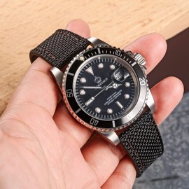 Hemsut Leather with Nylon Watch Strap 18 mm 20 mm 22 mm Quick Release Watch Straps for Men Women Quick Release