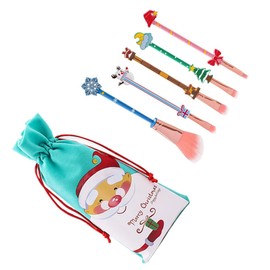 Baluue 10pcs Christmas Makeup Brush for Women Creative Cosmetic Tools Ergonomic Design Chic Cartoon Appearance for Valentine Day and Mother Day