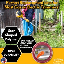 Vaughan's Master Line .105" Trimmer Line, 30ft | Red Star Shaped Polymer | Universal Weed Eater String for Gas & Electric & Battery Models | Made in The USA (1 Pack)