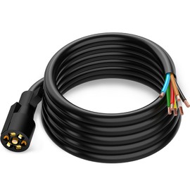 WOLFWILL 7 Pin Trailer Wire Plug, 10ft 7 Way Trailer Wiring Harness, Heavy Duty Trailer Cable Cord Connector Waterproof for RV Camper Truck