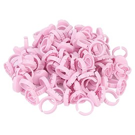 Paquete de 100 Soportes para Pegamento de Pestañas, Copa de Anillo Desechable, Extensiones de Pestañas, Copas de Flores Rápidas