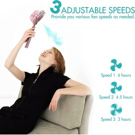 COMLIFE Misting Baby Stroller Fan, 270° & 360° Pivoting Portable Fan, Battery Operated USB Fan, Handheld Misting Fan, with Flexible Tripod Clip on Car Seat Crib Bike Treadmill Bunk Bed, Pink