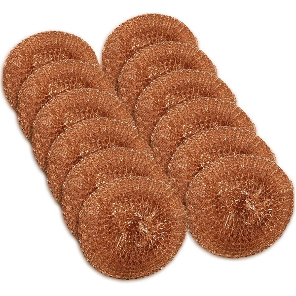 12 Pack Copper Coated Scourers by SCRUBIT – Scrubber Pad Used for Dishes, Pots, Pans, and Ovens. Easy scouring for Tough Kitchen Cleaning.
