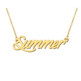 18k Gold Plated Summer Name Necklace Initial Word Necklace Stainless Steel Jewelry for Birthday Graduation