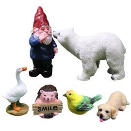 TYXHXTF 6 Stück Miniatur Garten Statue, Feengarten Dekoration, Gartenzwerge, Mini Tiere Gartenzubehör Ornamente, für Tisch und Feiertagsfest Gartendekoration Zubehör