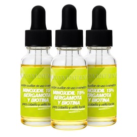 Tratamiento Capilar con Tecnología Patentada MinoxidilMax, Crecimiento de Barba y Cabello, Set de 3 Botellas