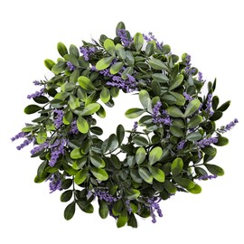 Cisolen Artificial Lavender Wreath Artificial Garland Decorative Wall Wreath Plastic Flower Wreath for Indoor Outdoor Wedding Party Garden Wall Decoration Front Door Home Wedding Decor