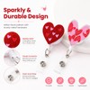 2 Pack Heart Badge Reel Retractable ID Holder, Cute Glitter