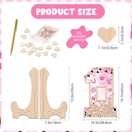 65 Pcs Cowgirl Baby Shower Guest Book Alternative Set, My First Rodeo Birthday Baby Shower Sign in Guest Book ,60 Pcs Wood Heart Baby Shower Decors Picture Frame for 1st Rodeo Cowgirl Birthday
