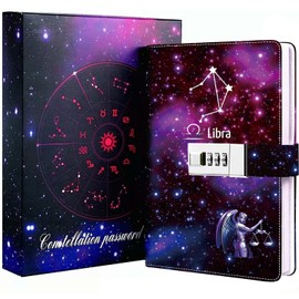 Dzhzal Journals for Writing in for Women Girls with Lock, Personal Constellation Diary for Women, Children, Boys, Teenagers, Lockable Leather Gift Box, Notebook, A5, 8.5 x 6 inches, Aries