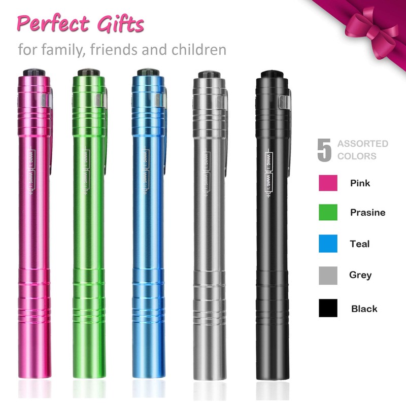 SEAMAGIC 5-Pack LED Penlight Set with 10-Piece Pre-Installed Batteries, Aluminum