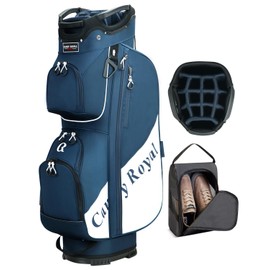 Golf Cart Bag: 14 Way Full Length Divider Top Lightweight Golf Bag with Cooler Handles Rain Cover and Golf Shoe Bag