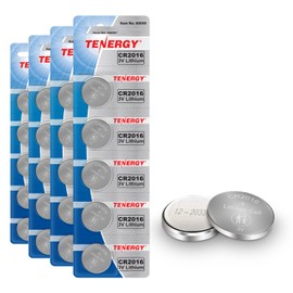 Tenergy CR2016 Battery, CR2016 3V Lithium Battery Watches, Key Fobs, Calculators, Medical Devices, and More, 20 Count