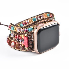 NUZUJX 3 Wrap Handmade Beaded Boho Watch Bracelet Band Compatible with Watch 38mm/40mm/41mm/42mm/44mm/45mm-Watch Strap for Iwatch Series 8/7/6/5/4/3/2/1/SE