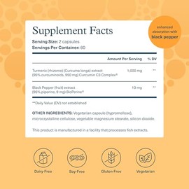 Youtheory Turmeric Extra Strength - 1,000 mg Curcumin C3 Complex - with Piperine & Bioenhancers - Turmeric Supplement for Muscle & Brain Health* - 120