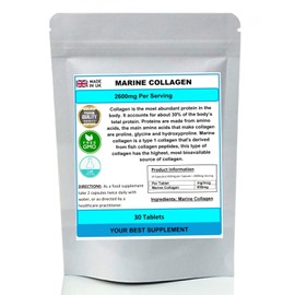 Marine Collagen Capsules 2600mg Hydrolysed Type 1 (High Strength) Pure NoFillers (30)