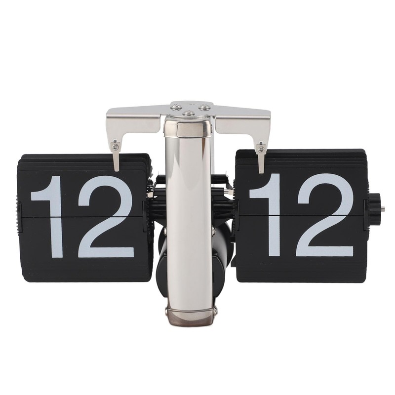 Flip Desk Clock, Auto Mechanical Flip Clock, 24H Wood Base