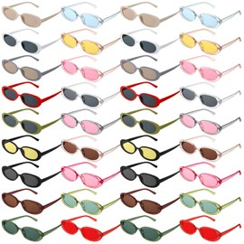 Ecally 36 Pairs Small Retro Rectangle Sunglasses Bulk 90s Vintage Trendy Sunglasses Pack for Women Men
