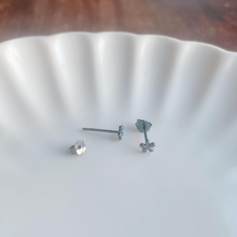 Silver 925 Earrings, Flowers, Small, Small, 0.2 inches (4 mm),